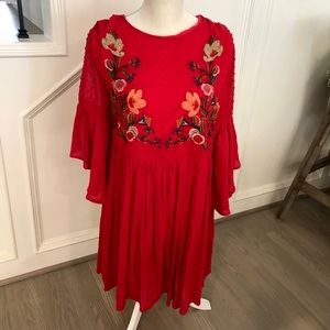 Embroidered Red Dress